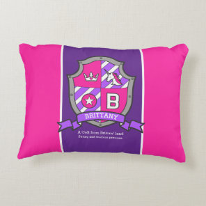 Brittany name meaning letter B pink crest unicorn  Accent Pillow