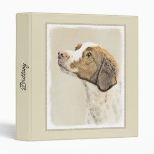 Brittany Painting - Cute Original Dog Art 3 Ring Binder