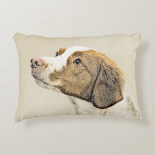 Brittany Painting - Cute Original Dog Art Accent Pillow