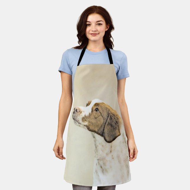 Brittany Painting - Cute Original Dog Art Apron (Worn)