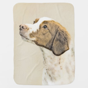 Brittany Painting - Cute Original Dog Art Baby Blanket