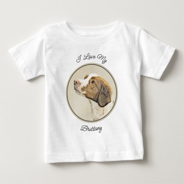 Brittany Painting - Cute Original Dog Art Baby T-Shirt (Front)