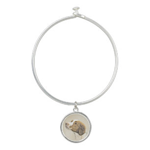 Brittany Painting - Cute Original Dog Art Bangle Bracelet