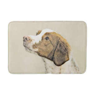 Brittany Painting - Cute Original Dog Art Bath Mat
