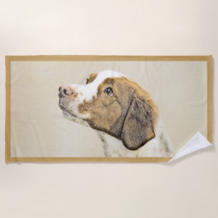 Brittany Painting - Cute Original Dog Art Beach Towel
