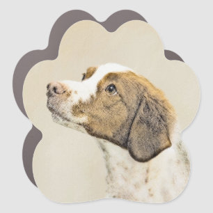 Brittany Painting - Cute Original Dog Art Car Magnet