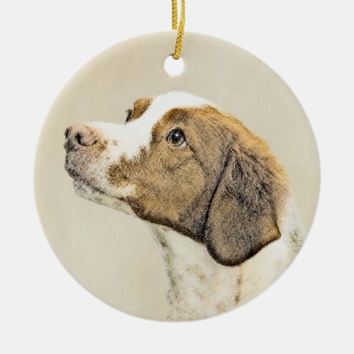 Brittany Painting _ Cute Original Dog Art Ceramic Ornament