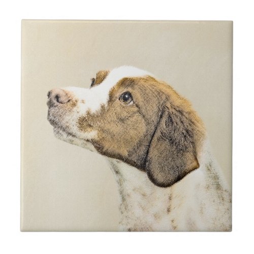 Brittany Painting _ Cute Original Dog Art Ceramic Tile