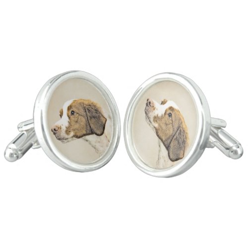 Brittany Painting _ Cute Original Dog Art Cufflinks