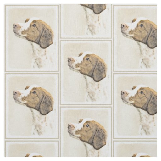 Brittany Painting - Cute Original Dog Art Fabric