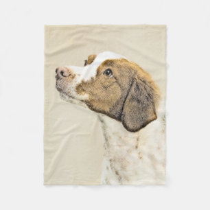 Brittany Painting - Cute Original Dog Art Fleece Blanket