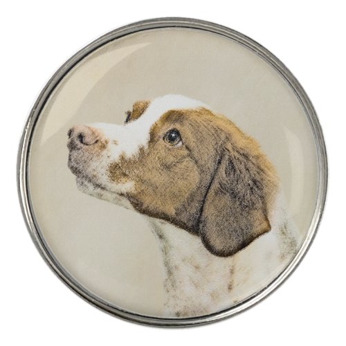 Brittany Painting _ Cute Original Dog Art Golf Ball Marker