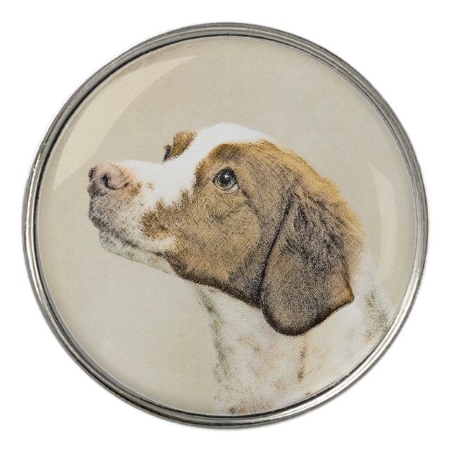 Brittany Painting - Cute Original Dog Art Golf Ball Marker (Front)