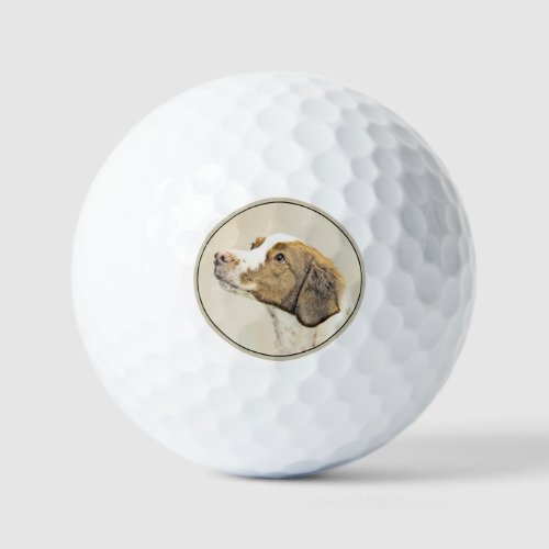 Brittany Painting _ Cute Original Dog Art Golf Balls