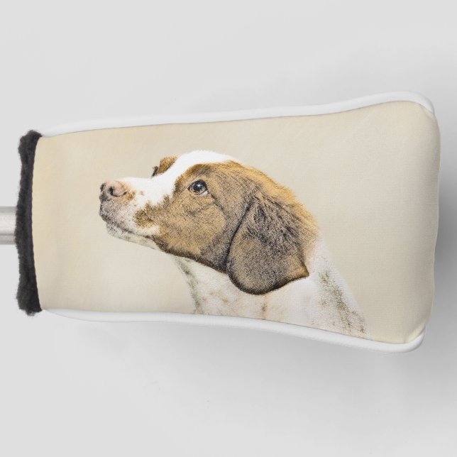 Brittany Painting - Cute Original Dog Art Golf Head Cover (Front)