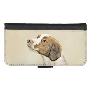 Brittany Painting - Cute Original Dog Art iPhone 8/7 Wallet Case