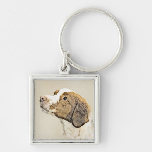 Brittany Painting _ Cute Original Dog Art Keychain