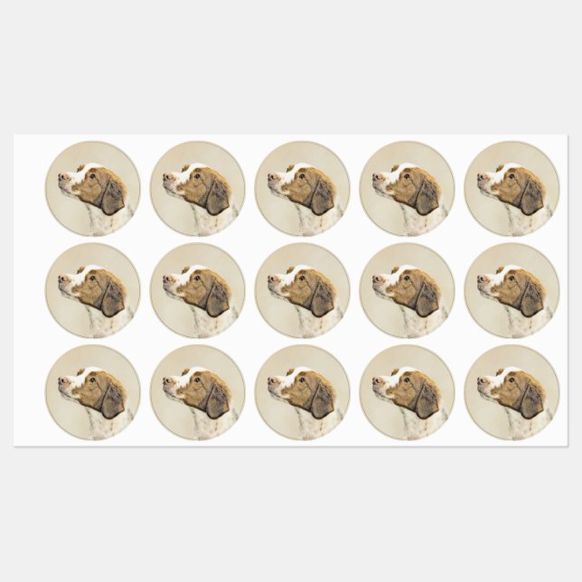 Brittany Painting - Cute Original Dog Art Labels (Sheet)