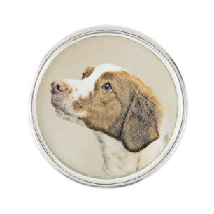 Brittany Painting - Cute Original Dog Art Lapel Pin