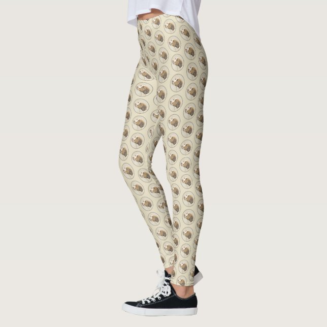 Brittany Painting - Cute Original Dog Art Leggings (Left)