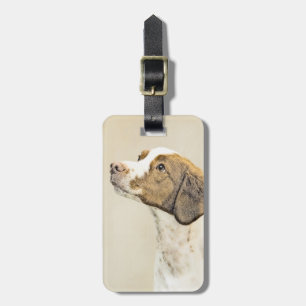 Brittany Painting - Cute Original Dog Art Luggage Tag