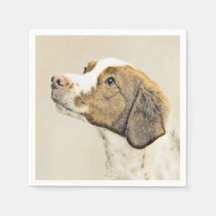Brittany Painting - Cute Original Dog Art Napkins