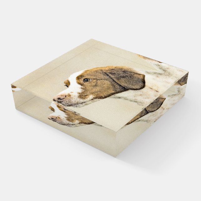 Brittany Painting - Cute Original Dog Art Paperweight (Angled)