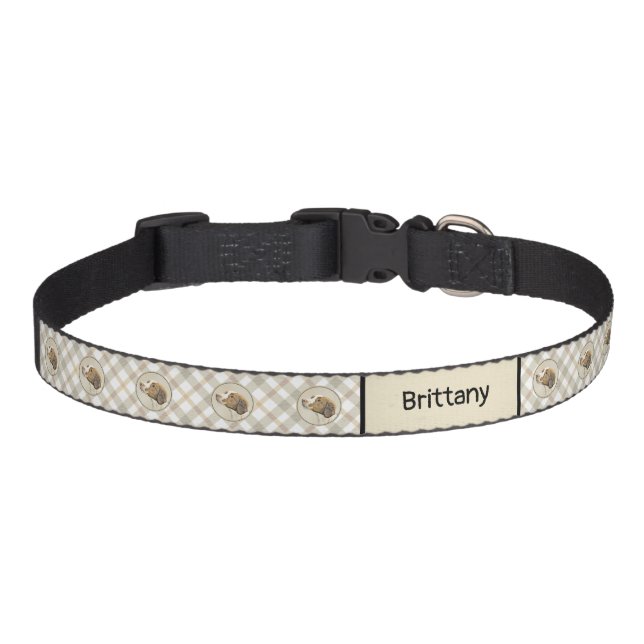 Brittany Painting - Cute Original Dog Art Pet Collar (Front)