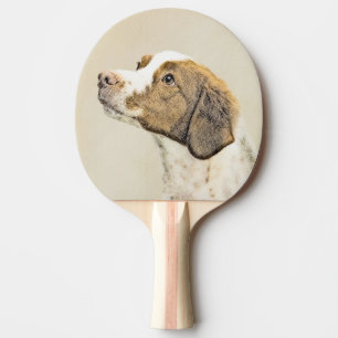 Brittany Painting - Cute Original Dog Art Ping-Pong Paddle