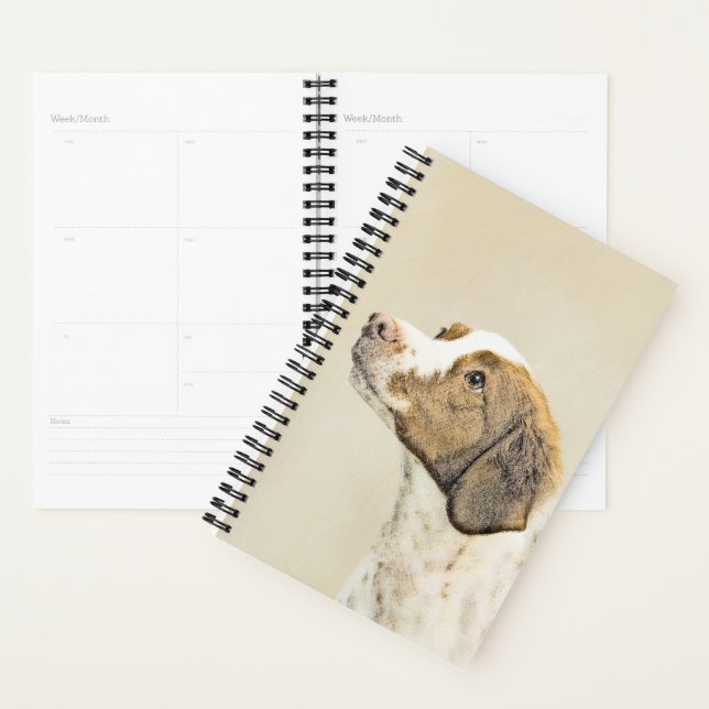Brittany Painting - Cute Original Dog Art Planner (Display)