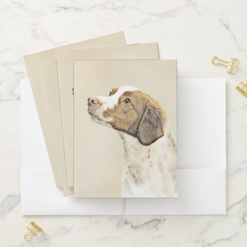 Brittany Painting _ Cute Original Dog Art Pocket Folder