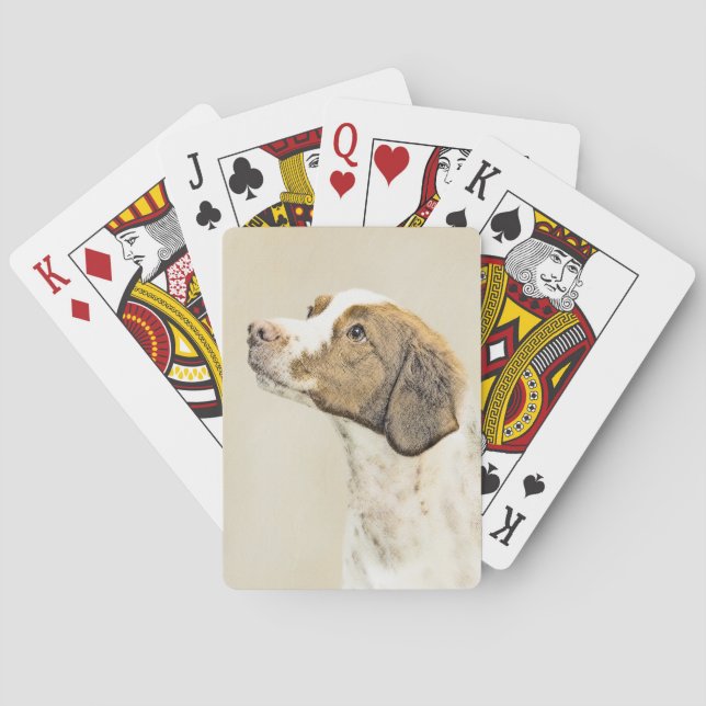 Brittany Painting - Cute Original Dog Art Poker Cards (Back)