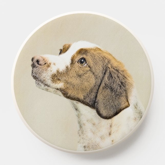 Brittany Painting - Cute Original Dog Art PopSocket (Popsocket)