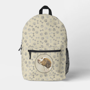 Brittany Painting - Cute Original Dog Art Printed Backpack