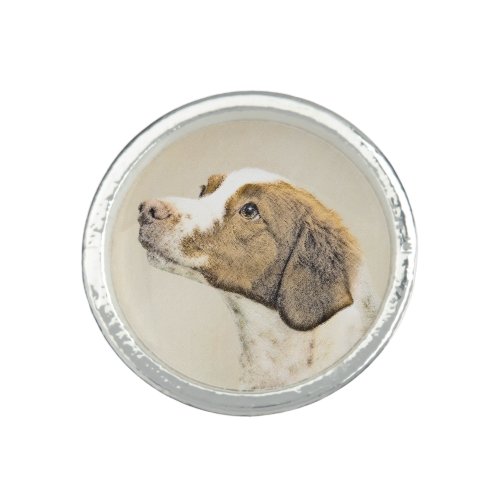 Brittany Painting _ Cute Original Dog Art Ring