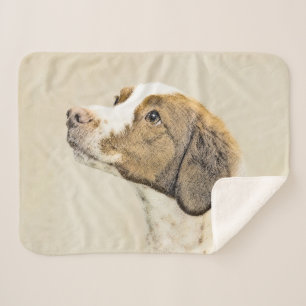 Brittany Painting - Cute Original Dog Art Sherpa Blanket