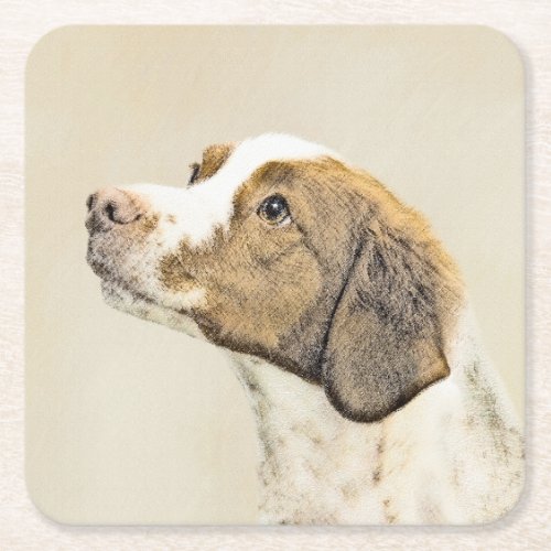 Brittany Painting _ Cute Original Dog Art Square Paper Coaster