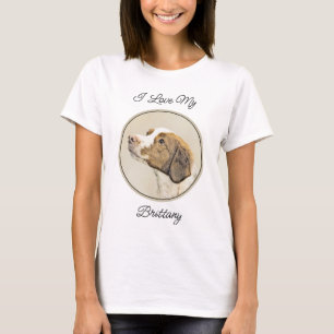 Brittany Painting - Cute Original Dog Art T-Shirt