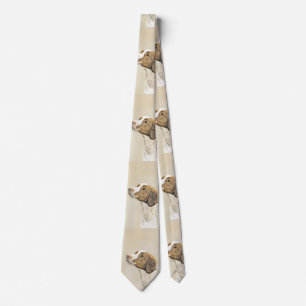 Brittany Painting - Cute Original Dog Art Tie