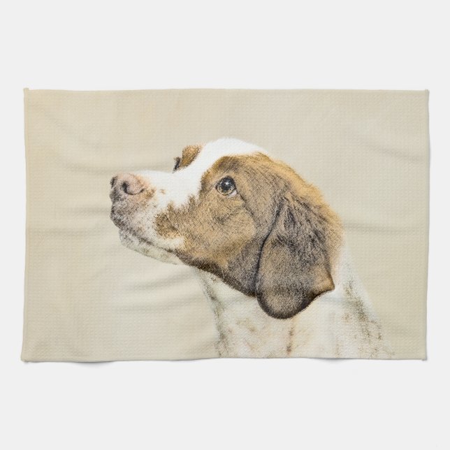 Brittany Painting - Cute Original Dog Art Towel (Horizontal)