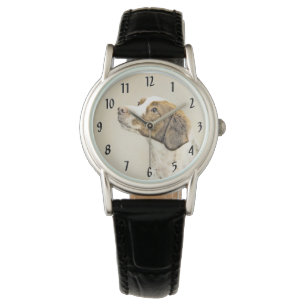 Brittany Painting - Cute Original Dog Art Watch