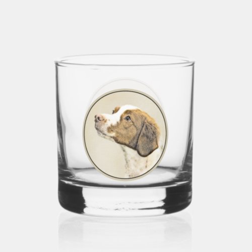 Brittany Painting _ Cute Original Dog Art Whiskey Glass
