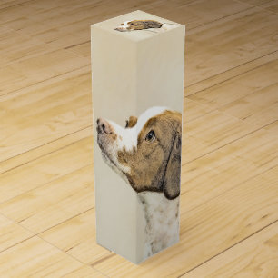 Brittany Painting - Cute Original Dog Art Wine Box