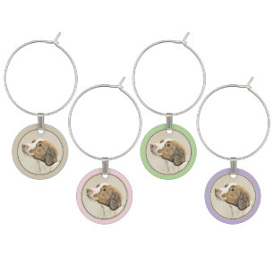 Brittany Painting - Cute Original Dog Art Wine Charm