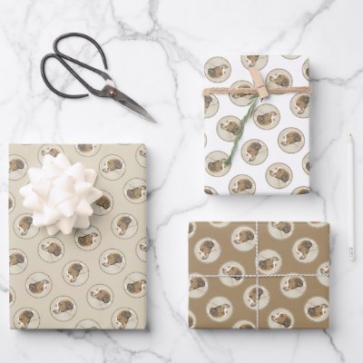 Brittany Painting Orange Roan Spaniel Cute Dog Art Wrapping Paper Sheets