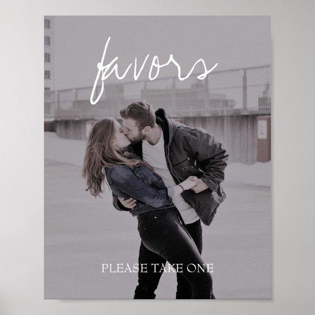 Brittany Photo Calligraphy Wedding Favors Sign (Front)