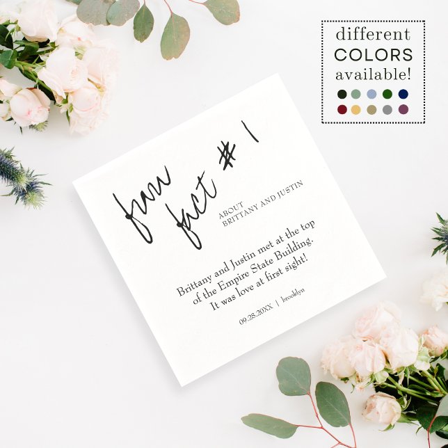 Brittany Simple Black White Fun Fact #1 Cocktail Napkins (Creator Uploaded)