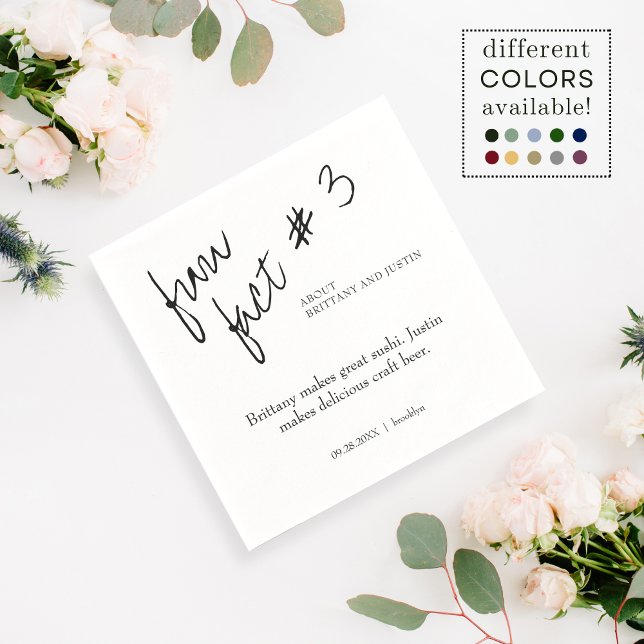Brittany Simple Black White Fun Fact #3 Wedding Napkins (Creator Uploaded)