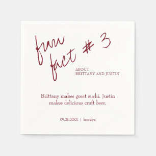 Brittany Simple Burgundy Fun Fact #3 Wedding Napkins