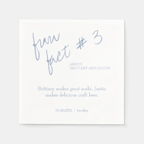 Brittany Simple Dusty Blue Fun Fact 3 Wedding Napkins